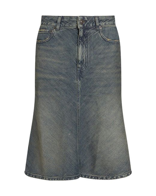 Balenciaga Gray Dark Denim Flare Skirt