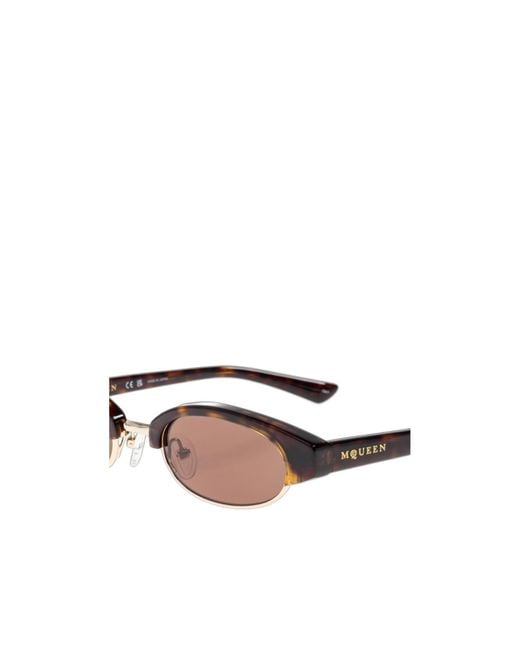 McQueen White Eyewear Ellipse Frame Sunglasses