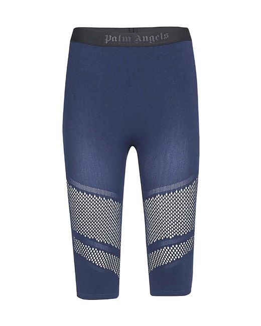 Palm Angels Blue Slim-Fit Mesh-Detail Shorts
