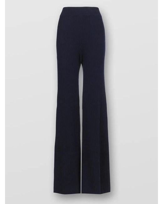 Chloé Blue Ribbed Knitted Flared Casual Pants