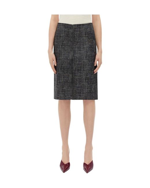Bottega Veneta Gray Printed Leather Midi Skirt