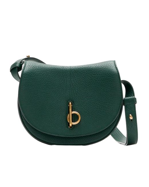 Burberry Green Rocking Horse Foldover-Top Leather Crossbody Bag