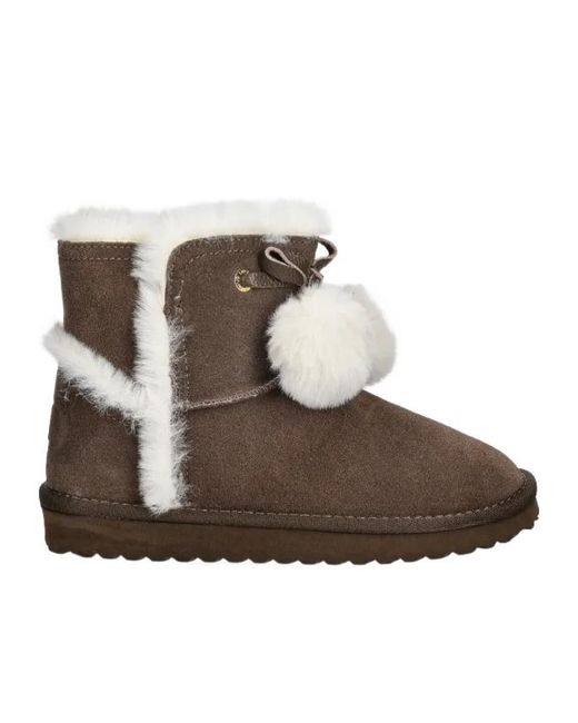 Liu Jo Brown Faux-Fur Pompom Boots