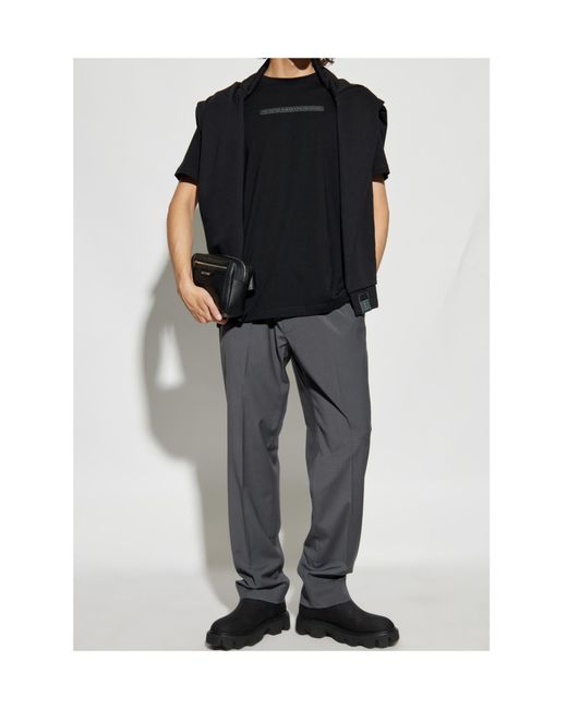 Iceberg Black Round-Neck Patchwork T-Shirt for men