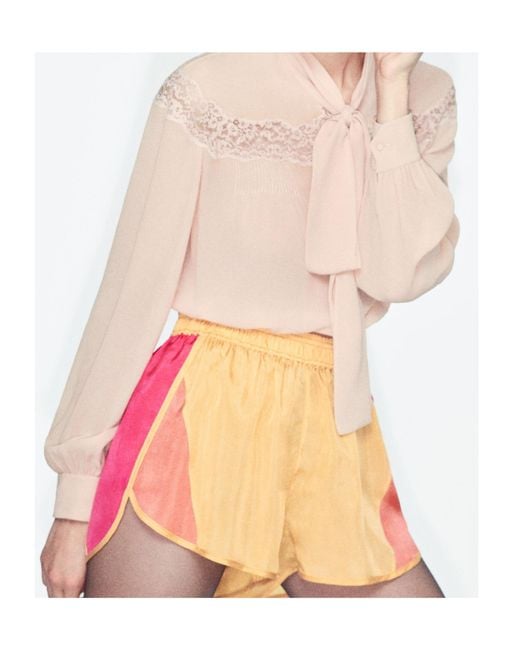 Saint Laurent Orange Logo Embroidered Color-Block Shorts