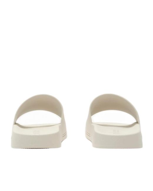 Burberry White Logo Detailed Slip-On Slides