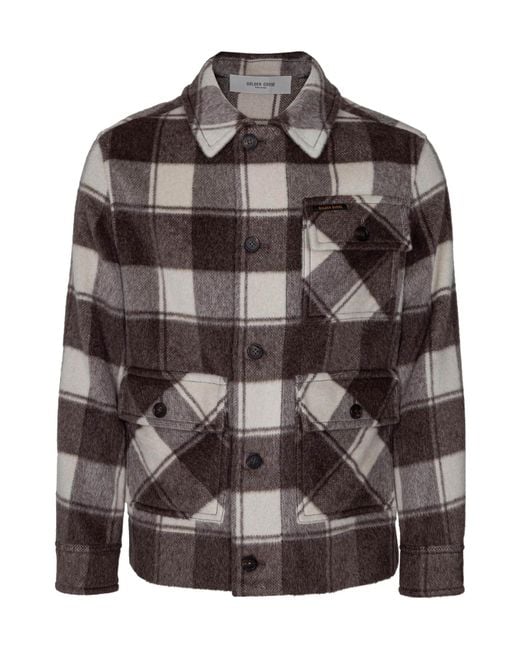 Golden Goose Deluxe Brand Brown Checked Buttoned Jacket for men