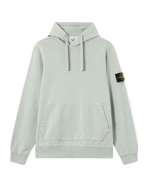 Stone Island Gray Logo Patch Drawstring Hoodie for men