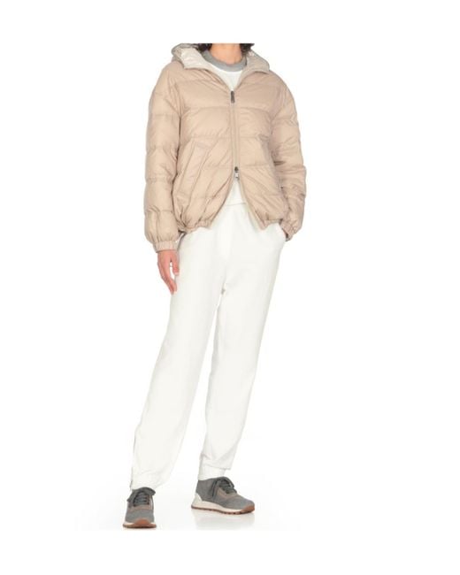 Brunello Cucinelli White Double-Sided Hooded Down Jacket