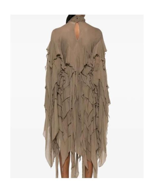Blumarine Natural Ruffled Pussy-Bow Dress