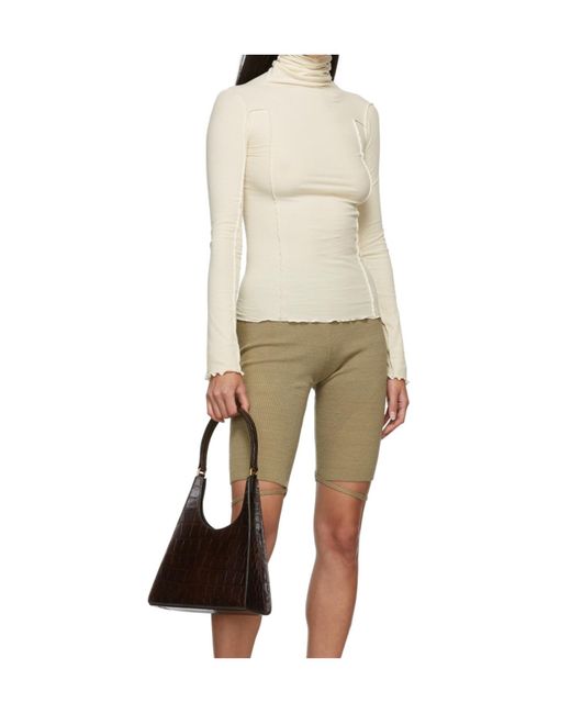 Baserange Natural Rolled-Trim High-Neck Blouse