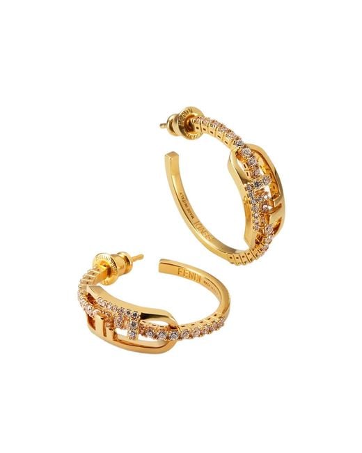 Fendi Metallic Crystal-Embellished Earrings