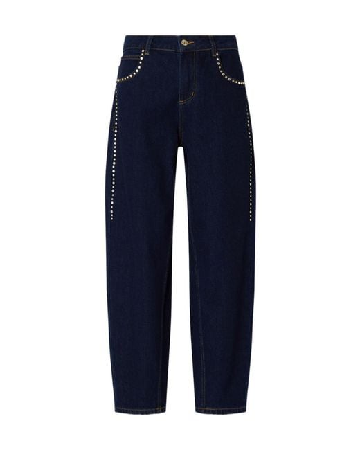 Liu Jo Blue High-Waisted Jeans With Rhinestones