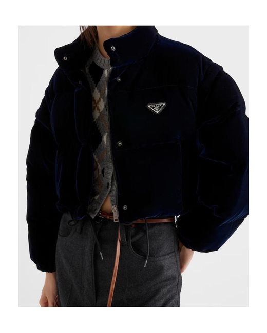 Prada Black Velvet Down Jacket