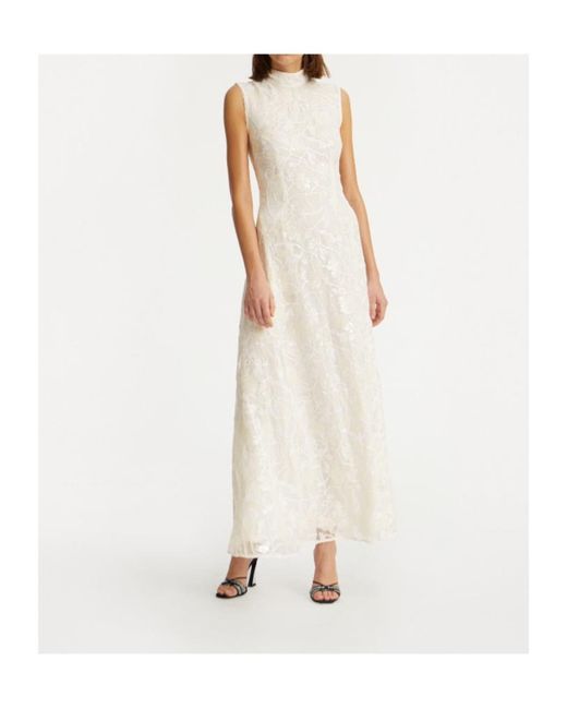 ROTATE BIRGER CHRISTENSEN White Sequin-Lace Maxi Dress