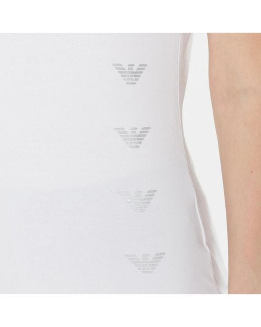 EA7 White Solid Cotton-Modal T-Shirt