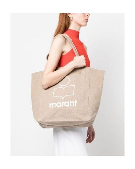 Isabel Marant Natural Yenky Logo-Embroidered Cotton Tote Bag