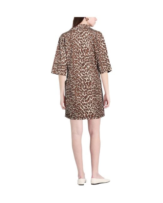 Tory Burch White Leopard Print Shirt Dress