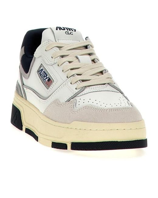 Autry White Clc Lace-Up Sneakers for men
