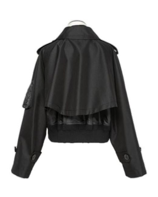 Sacai Black Layered Cropped Jacket