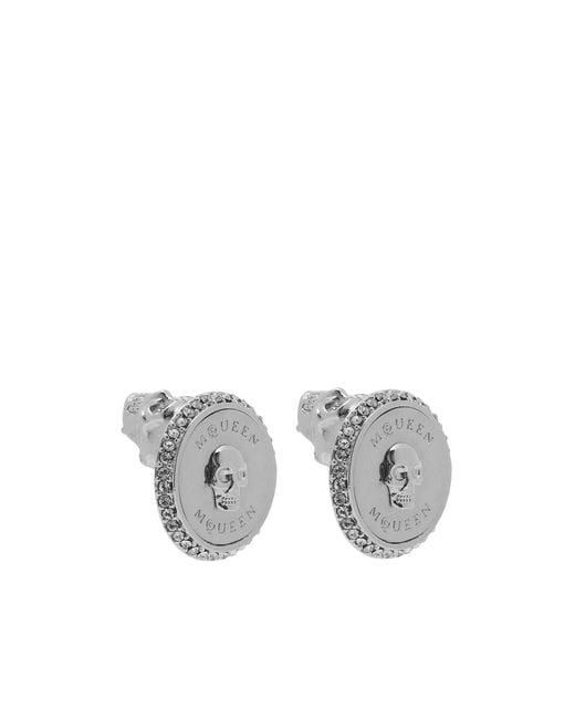 McQueen Metallic Skull Embellished Round Earrings