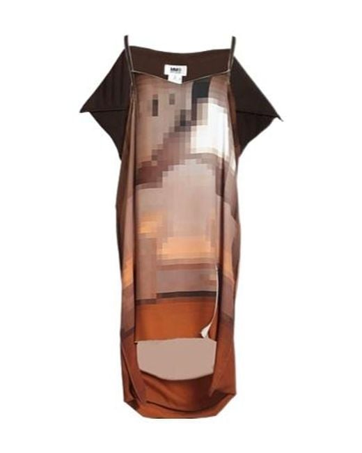 MM6 by Maison Margiela Brown Sleeveless Multi-Color Dress