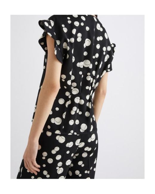 Marella Black Printed Satin Blouse