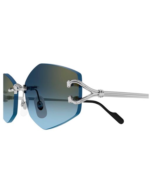 Cartier Blue Rimless Irregular Sunglasses for men