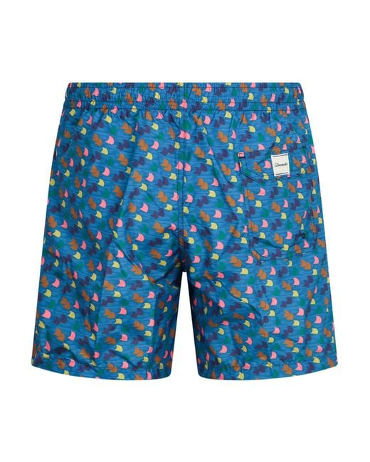 Drumohr Blue Patterned Swim Shorts for men