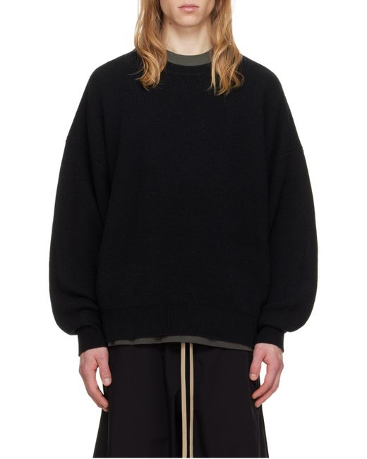 Fear Of God Black Ribbed-Knit Crewneck Jumper for men