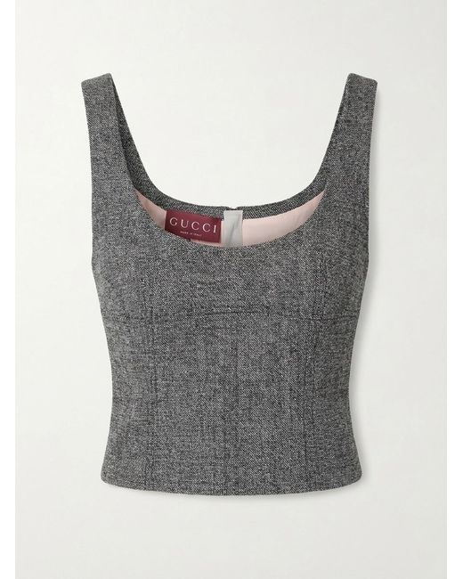 Gucci Gray Wool Grisaille Top, Size 42 It, Ready-To-Wear