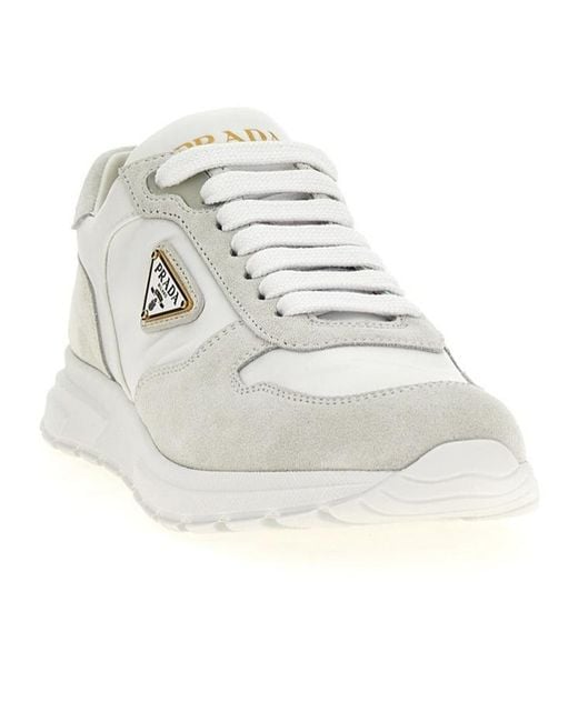 Prada White Prax 01 Panelled Sneakers