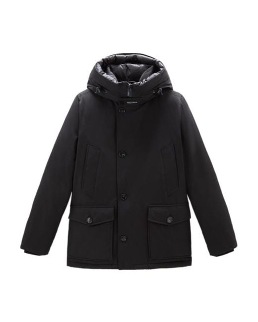 Woolrich Black Arctic Button-Up Padded Jacket for men