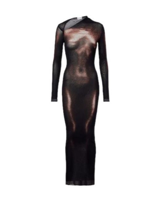 Jean Paul Gaultier Black Trompe L'Oeil Mesh Maxi Dress