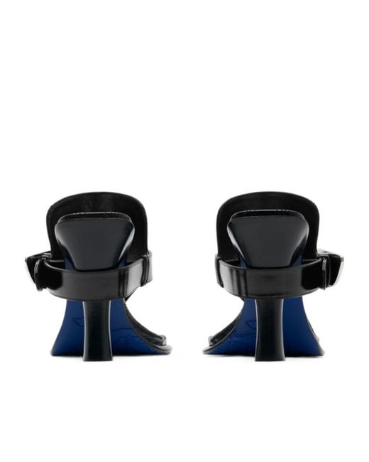 Burberry Black Bay Equestrian Knight Motif Sandals