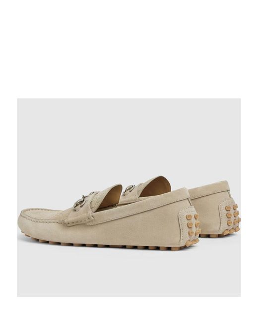 Gucci White Horsebit Monogrammed Loafers for men