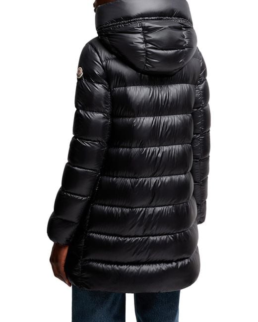 Moncler Black Suyenne Hooded Mid-Length Down Jacket