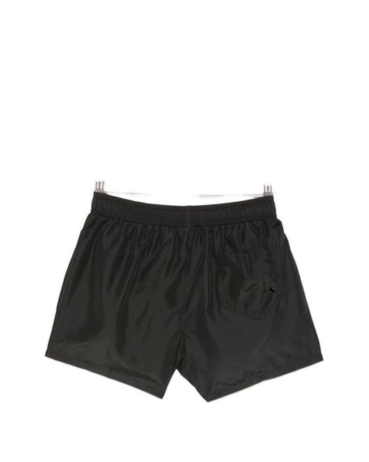 Moschino Black Logo-Print Drawstring Swim Trunks for men