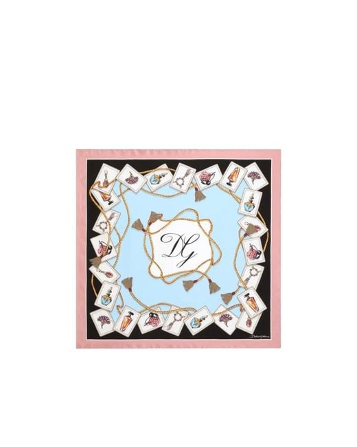 Dolce & Gabbana Blue Perfume Printed Scarf