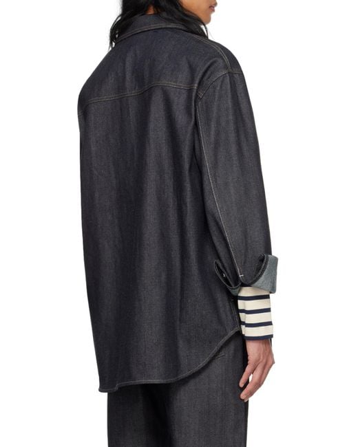 Jil Sander Black Curved Hem Denim Shirt for men