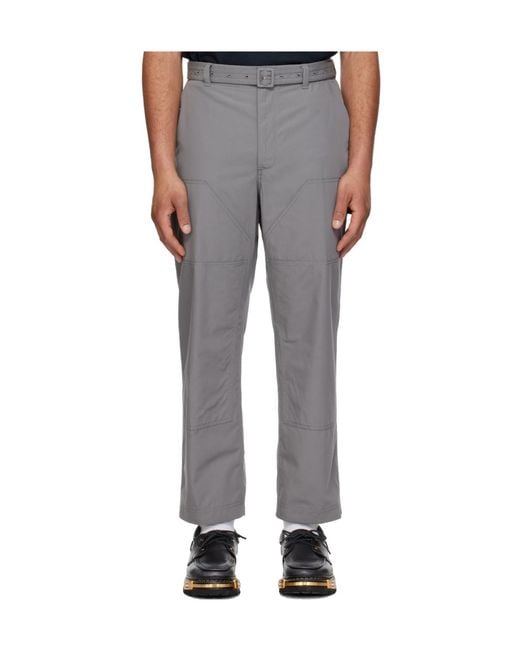 Thom Browne Gray Belted Cargo Pants for men