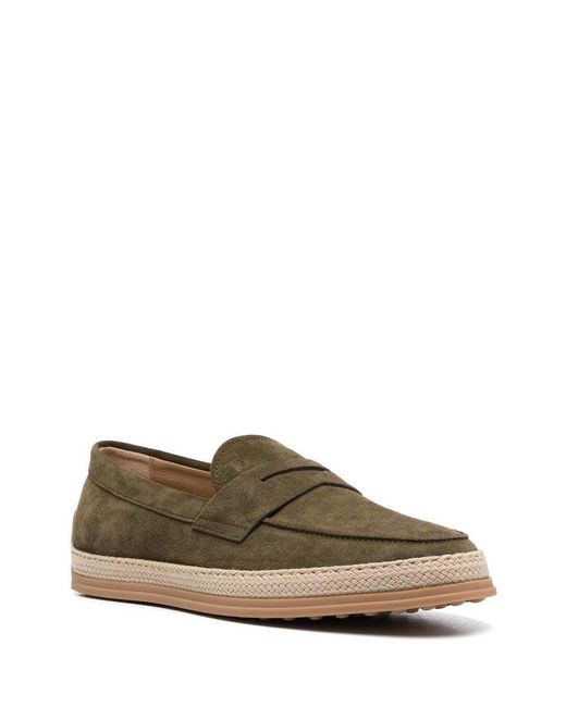 Tod's Brown Almond-Toe Slip-On Loafers for men