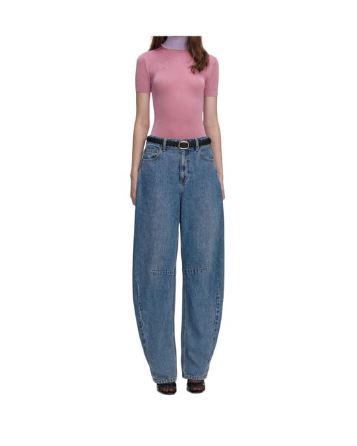 Self-Portrait Blue Short Sleeve Knit Top