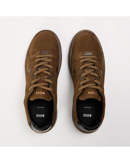 Boss Brown Solid Color Low-Top Trainers for men