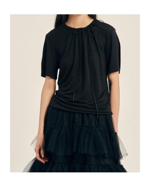 Simone Rocha Black Cord Neck Easy T-Shirt