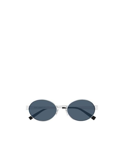 Saint Laurent Blue Eyewear Oval Frame Sunglasses