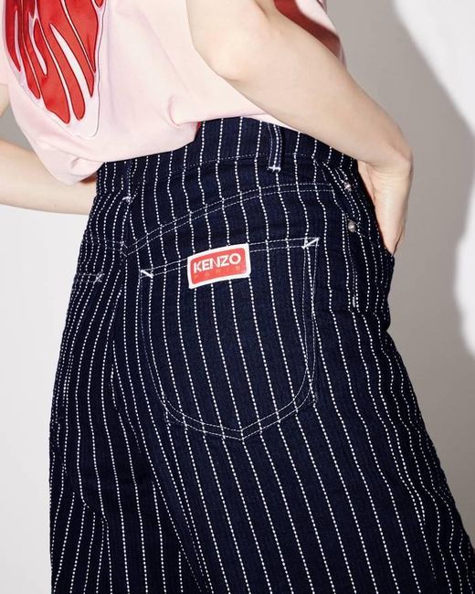KENZO Blue Sashiko Stitch Wide Leg Jeans