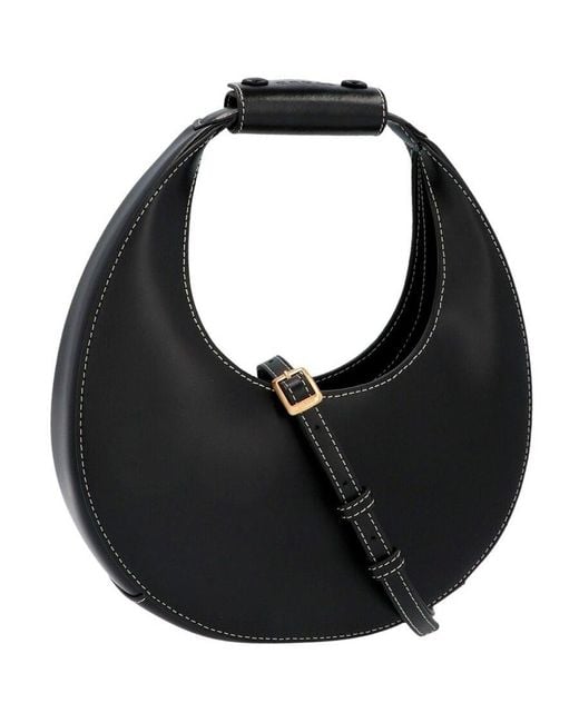 Staud Black Logo Embossed Moon Mini Shoulder Bag