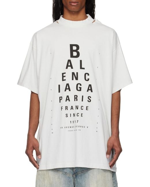 Balenciaga White Optical Cotton T-Shirt