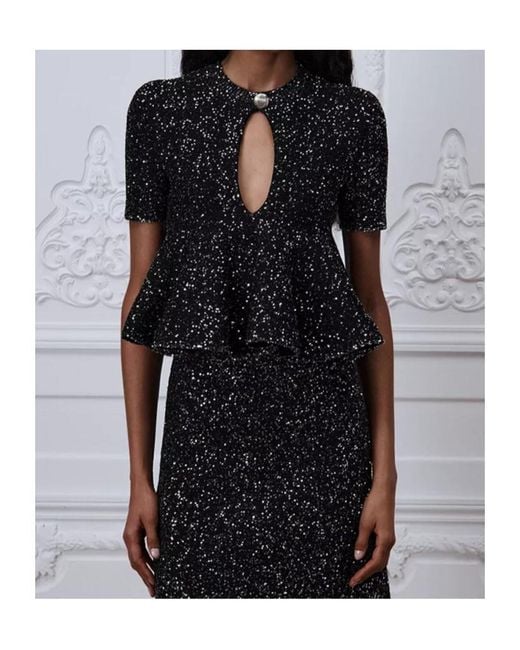 Dior Black Short-Sleeved Peplum Sweater